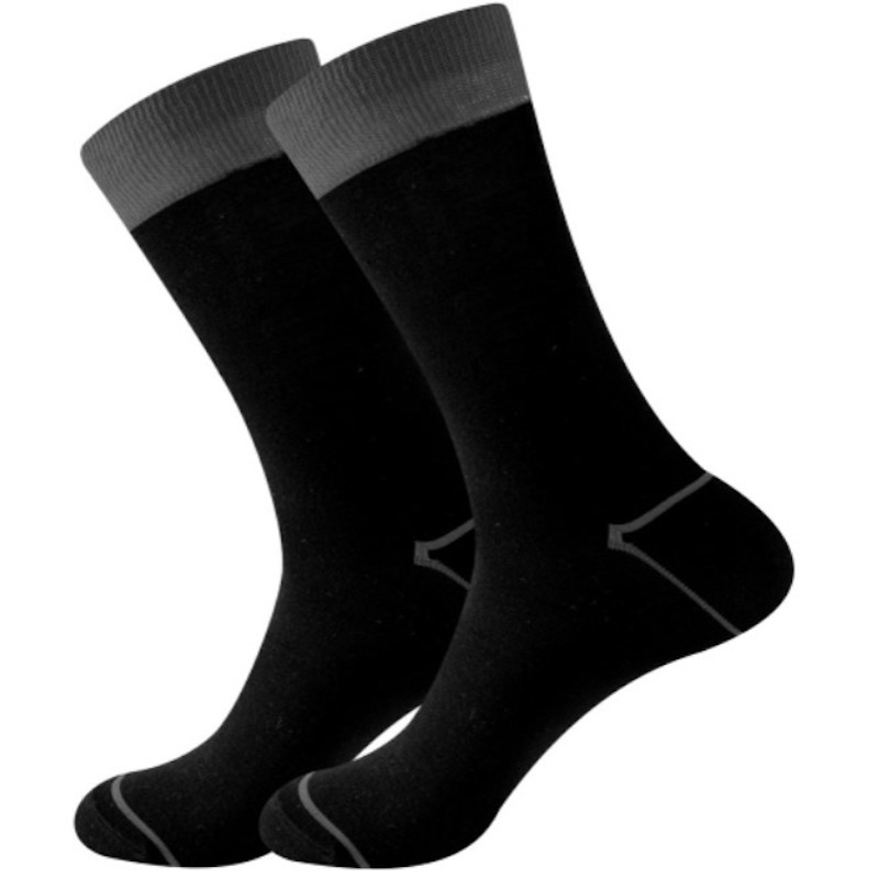 Unisex EU 38-46 Anti-Odor Black Socks Colorful Cuffs Premium Bamboo Crew Socks Super Soft 6 Pairs
